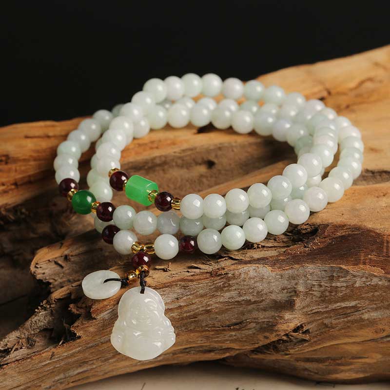Bracelet d'abondance en jade de 6 mm avec breloques Pixiu et Bouddha