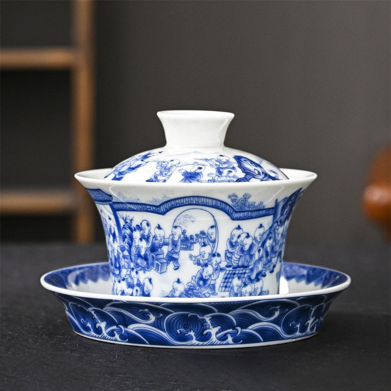 Ceramic Jingdezhen Dragon Phoenix Gaiwan Tea Cup 170ml