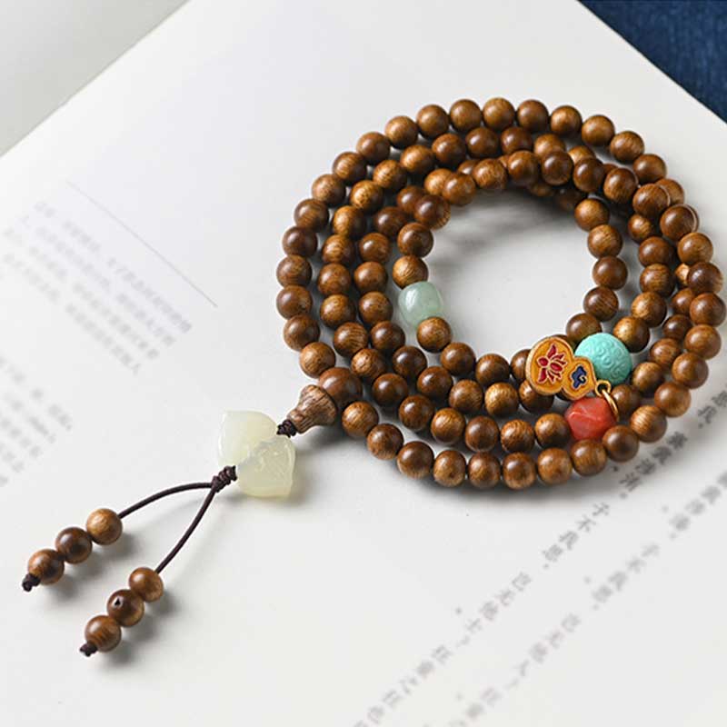 Bracelet Mala Protection Calme en Bois de Rose 6 mm