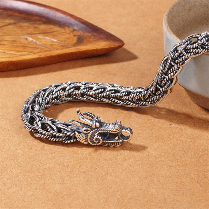 Bracelet dragon en argent sterling 925 pour le succès et la force