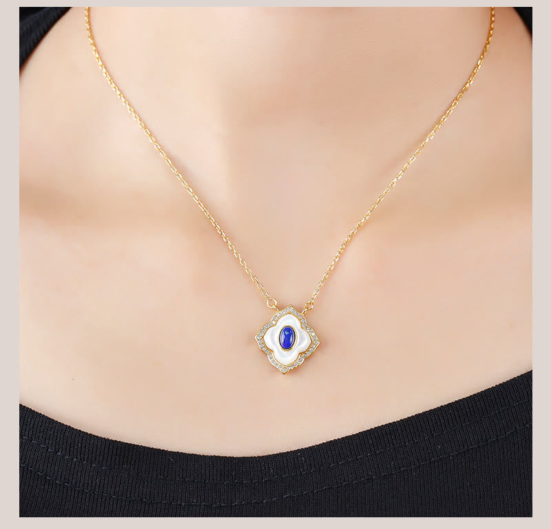 Ensemble collier et boucles d'oreilles spirituels en argent sterling et lazurite Tridacna