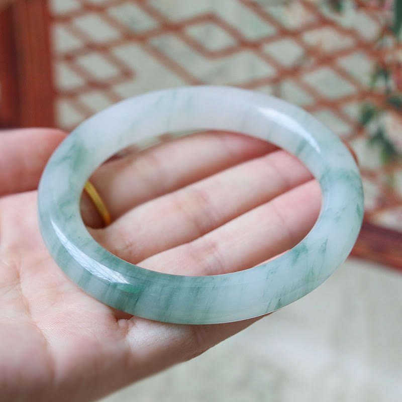 Bracelet jonc porte-bonheur et prospérité en jade naturel 56 mm