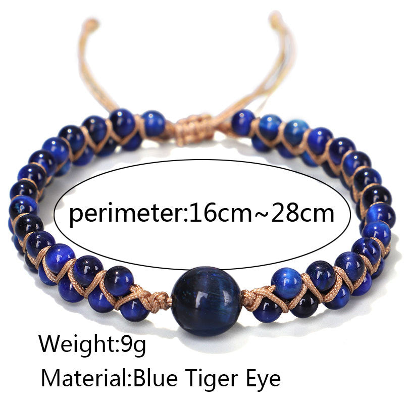 Bracelet de protection en œil de tigre bleu et améthyste de 4 mm