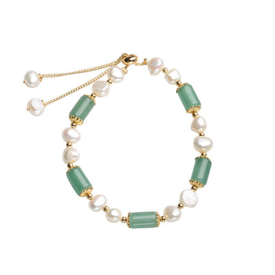 Bracelet porte-bonheur en aventurine verte et cristal rose