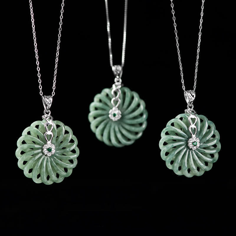Collier en argent sterling 925 et jade pour l'abondance et la paix