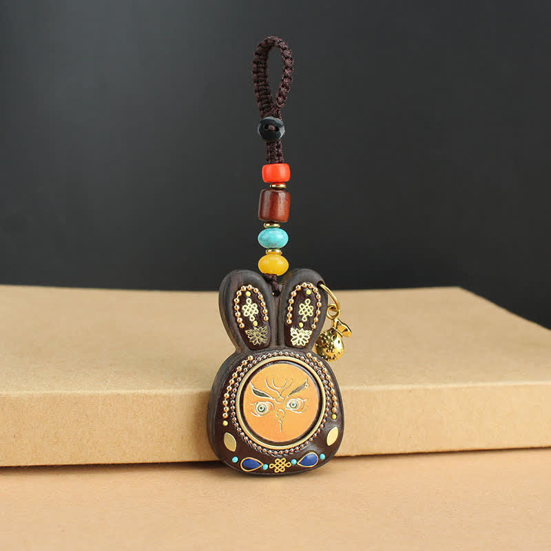 Porte-clés Thangka en ébène, cinq dieux de la richesse, bijoux spirituels