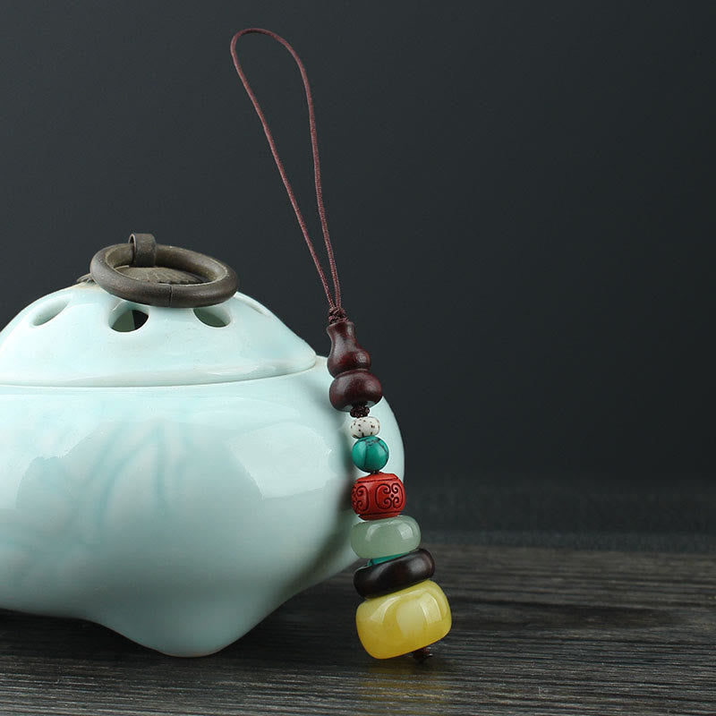 Décoration spirituelle à suspendre pour téléphone en bois de santal vert et ébène