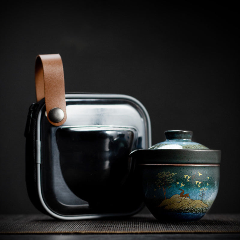 Tasse à thé en céramique avec motif cerf et chat pour une sérénité spirituelle