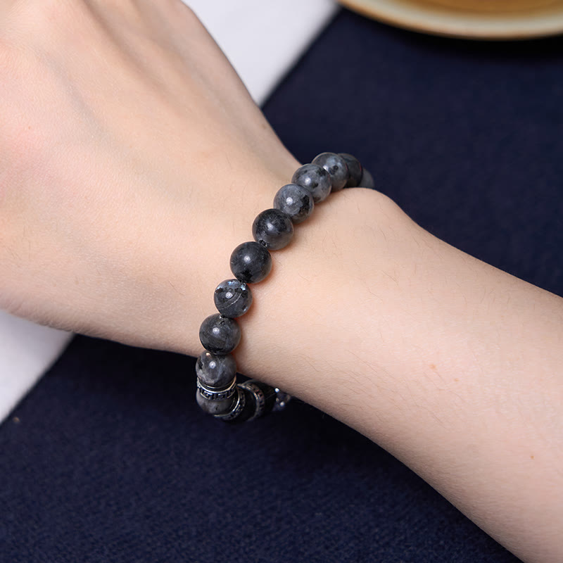 Bracelet Pixiu en pierre noire scintillante pour la richesse