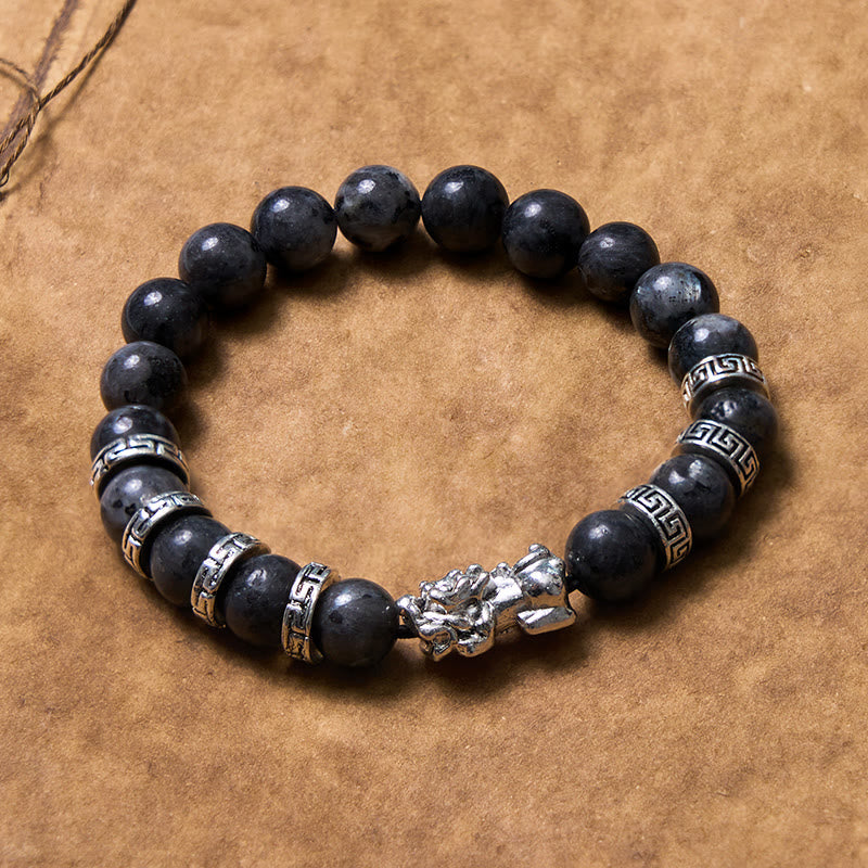 Bracelet Pixiu en pierre noire scintillante pour la richesse