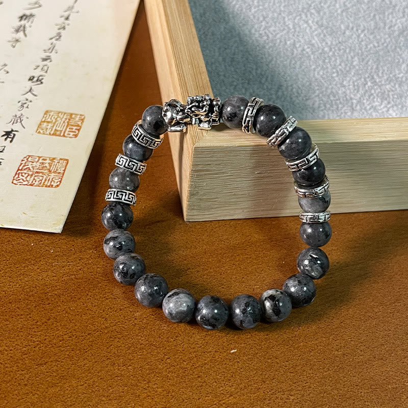 Bracelet Pixiu en pierre noire scintillante pour la richesse