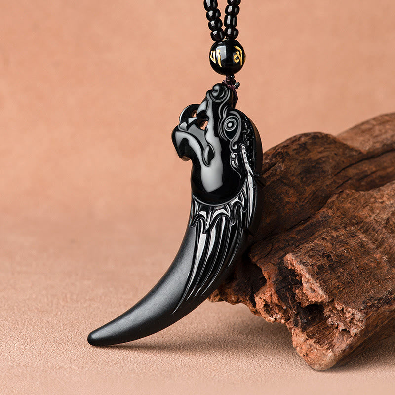 Collier dragon en jade noir pour la protection et l'énergie calme