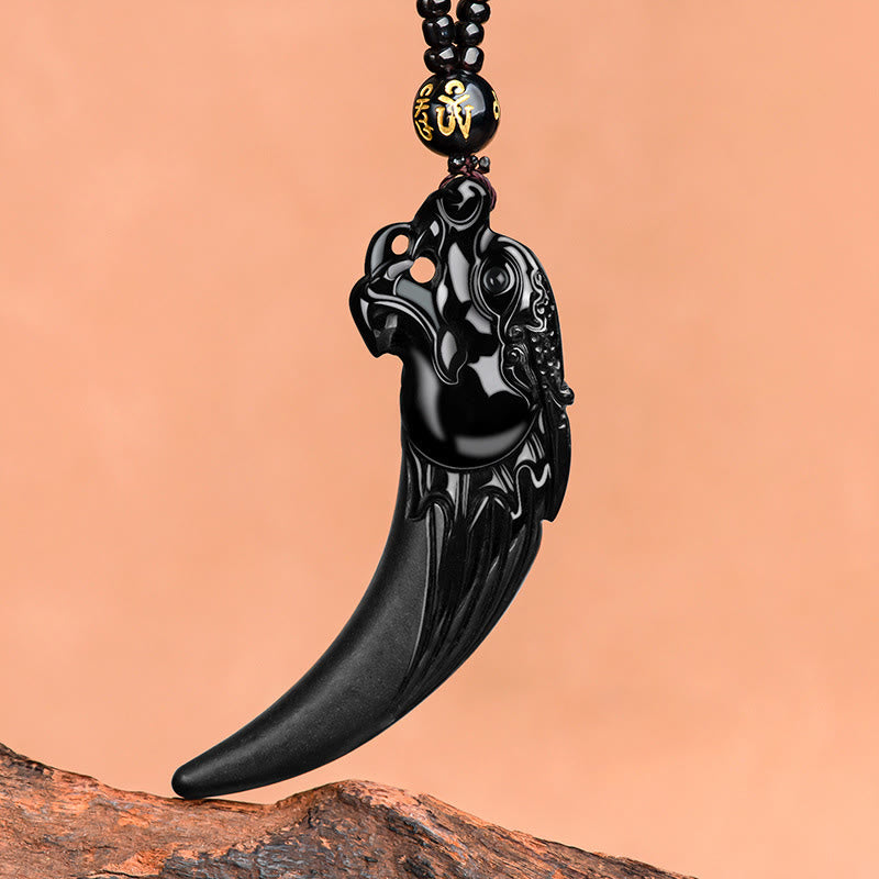 Collier dragon en jade noir pour la protection et l'énergie calme