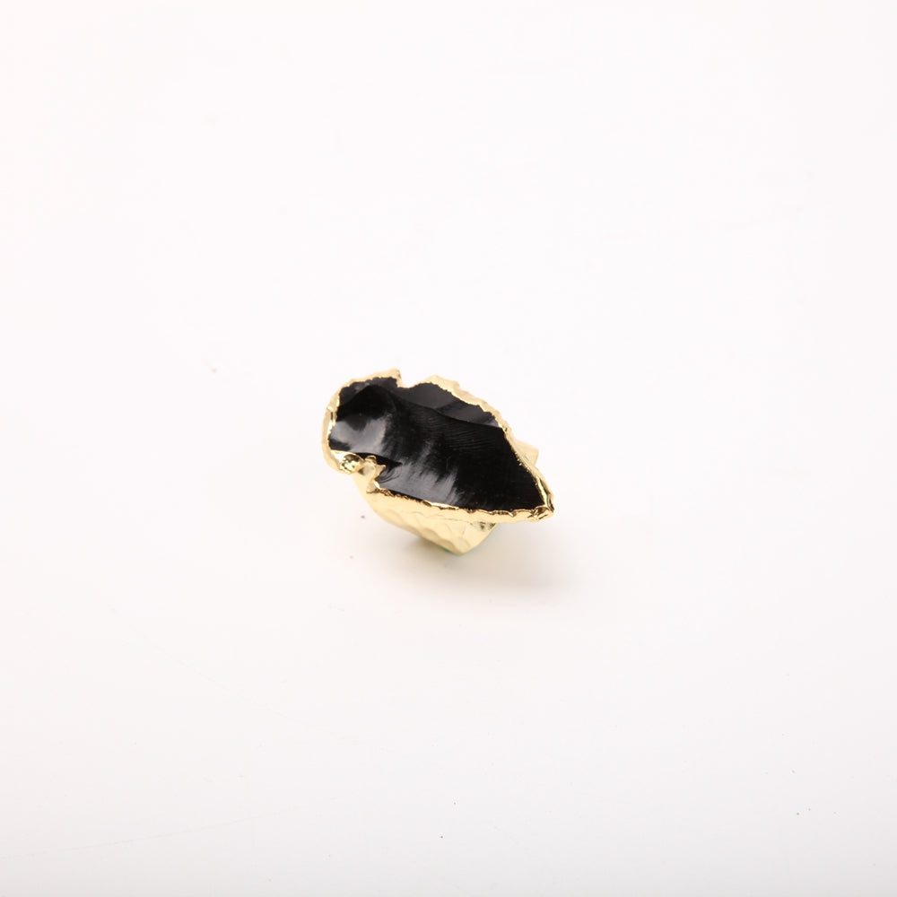 Bague ajustable faite main en obsidienne noire