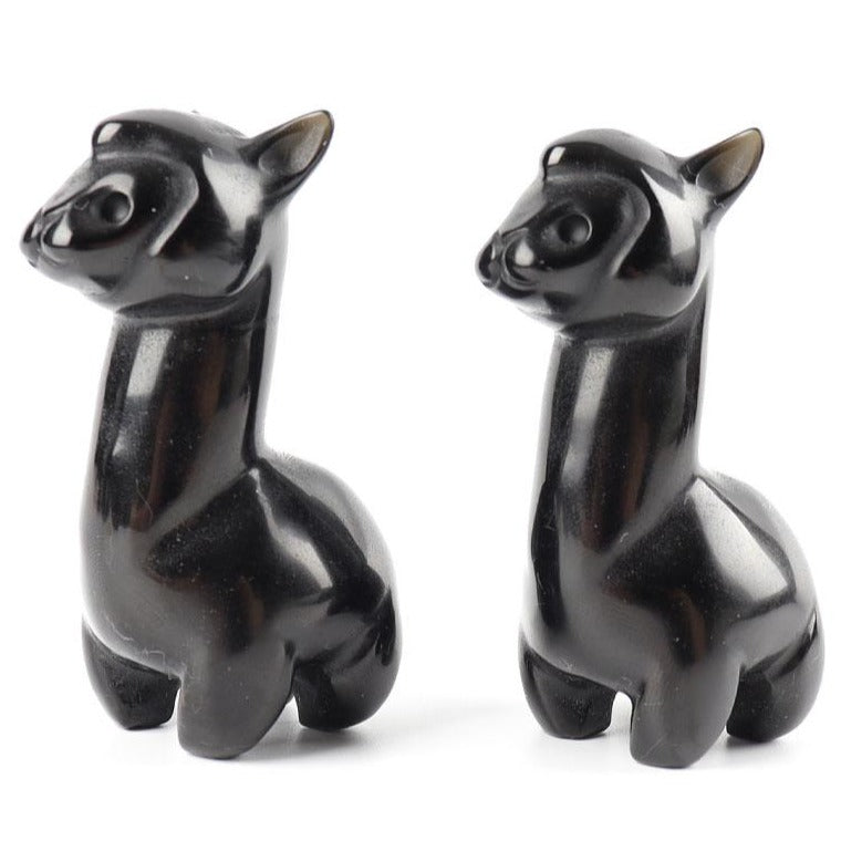 Black Obsidian Alpaca Crystal Carving 2.65 Inch Figurine