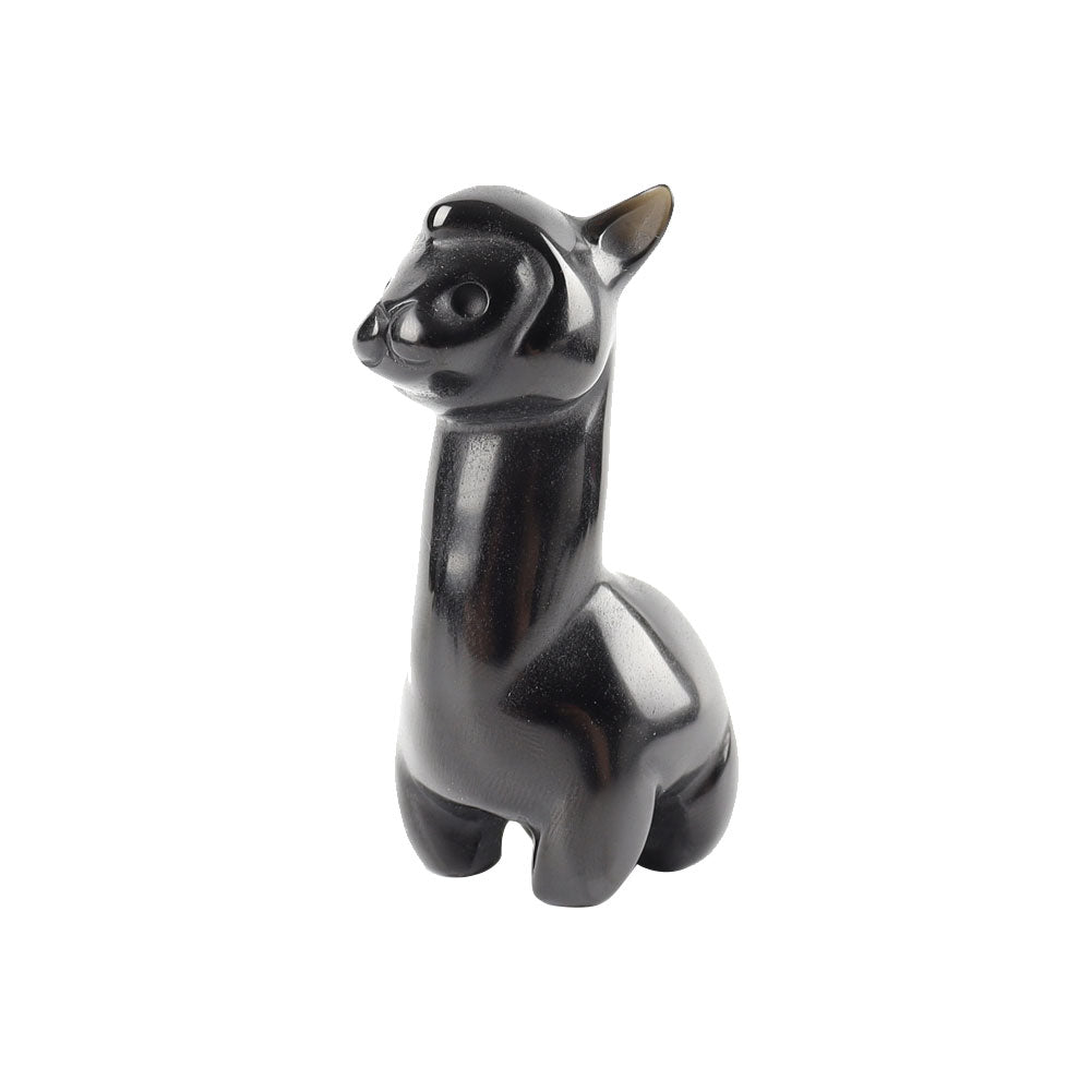 Black Obsidian Alpaca Crystal Carving 2.65 Inch Figurine