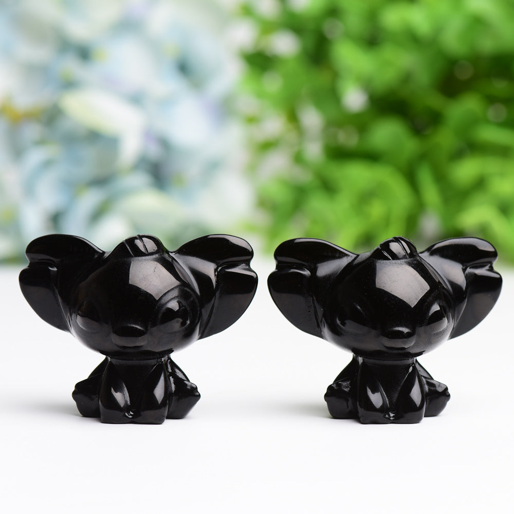 Sculpture animale en cristal d'obsidienne noire, taille 1,7"