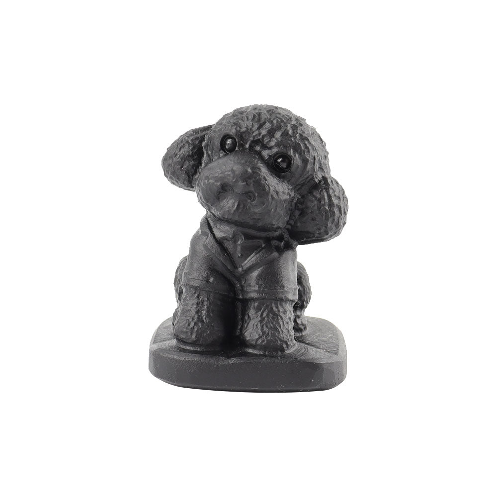 Figurine de chien sculptée en cristal d'obsidienne noire de 4,3 cm