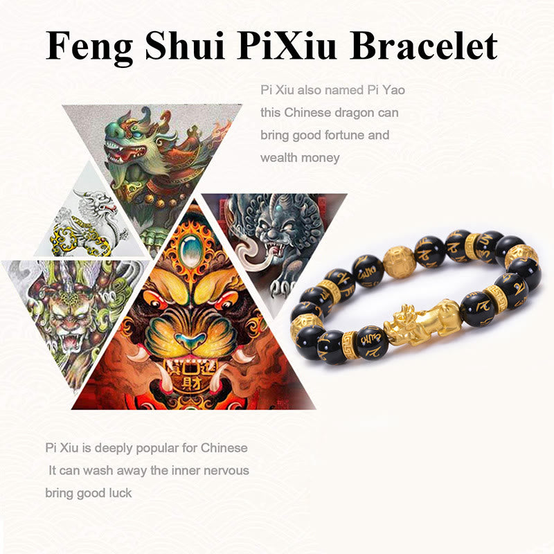 Bracelet de protection PiXiu en obsidienne noire