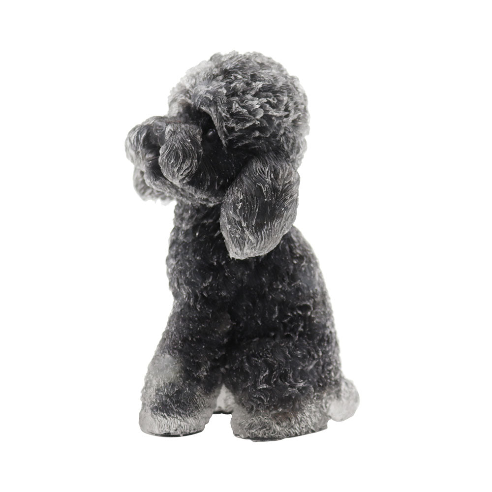 Figurine de caniche en résine d'obsidienne noire de 5 cm