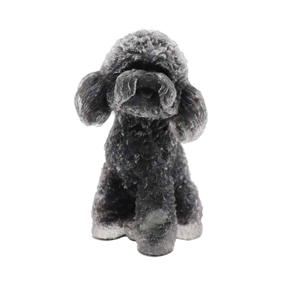 Figurine de caniche en résine d'obsidienne noire de 5 cm