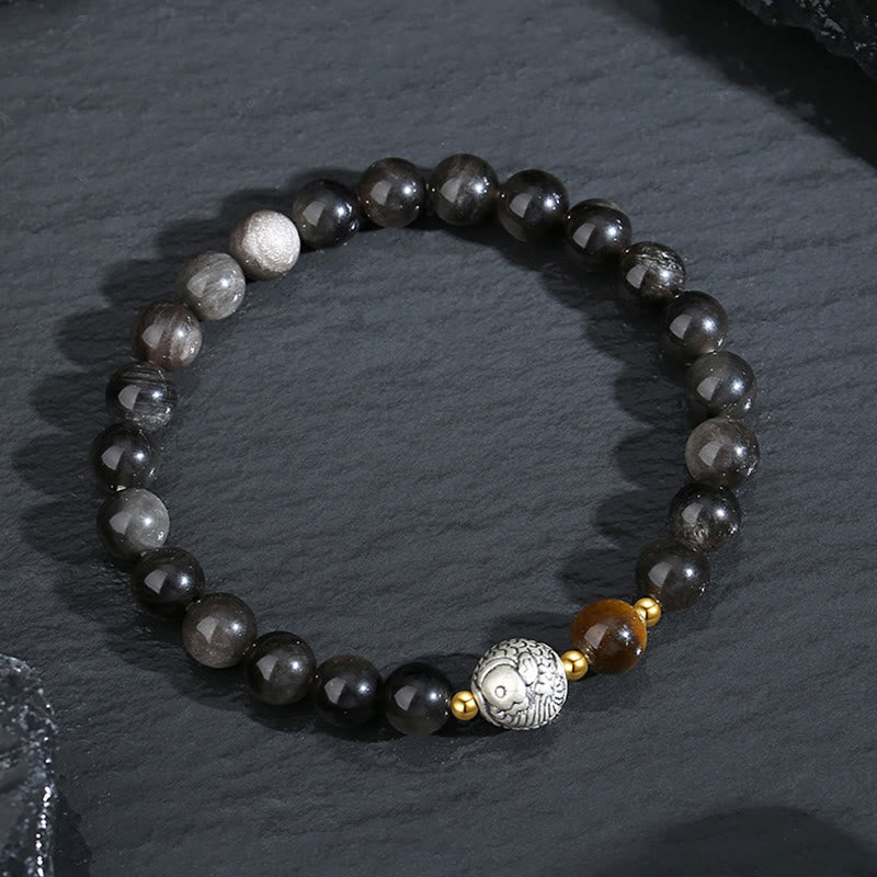 Bracelet Koi en obsidienne noire et œil de tigre