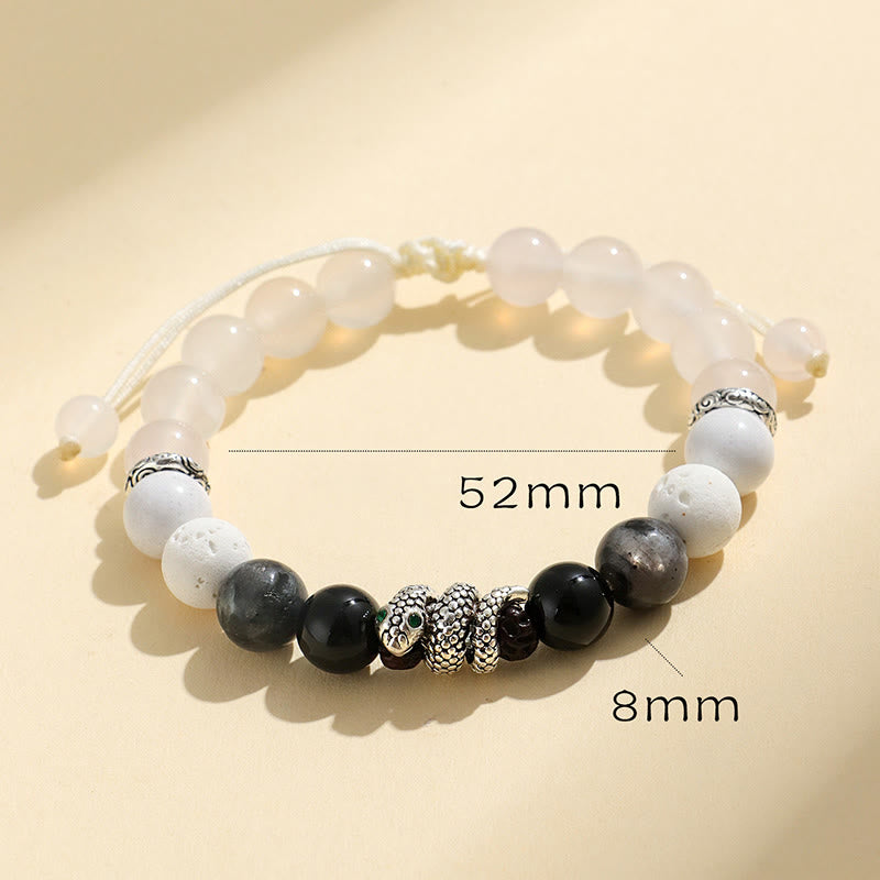 Bracelet de protection serpent en onyx noir pailleté 2025