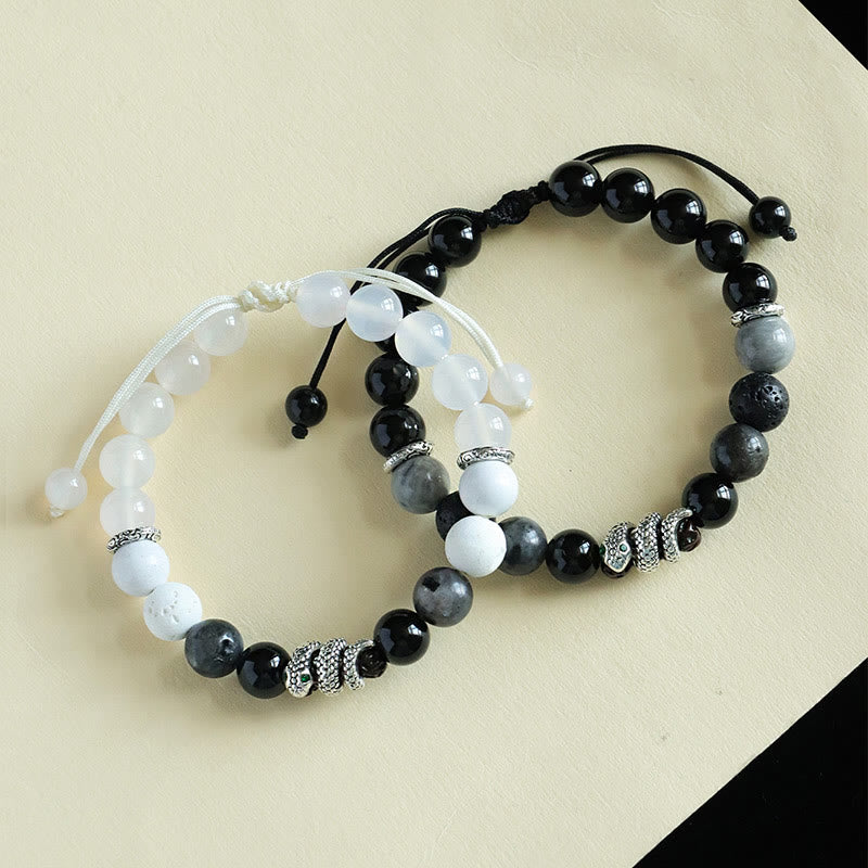 Bracelet de protection serpent en onyx noir pailleté 2025