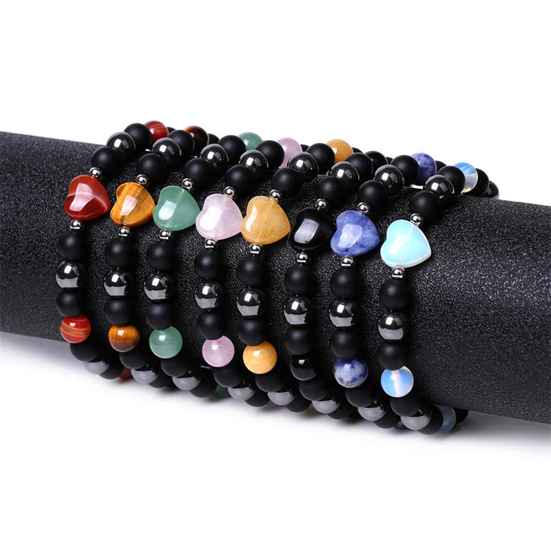 Bracelet de protection en onyx noir et œil de tigre, perles de 8 mm