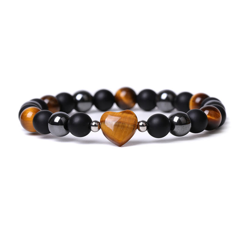 Bracelet de protection en onyx noir et œil de tigre, perles de 8 mm