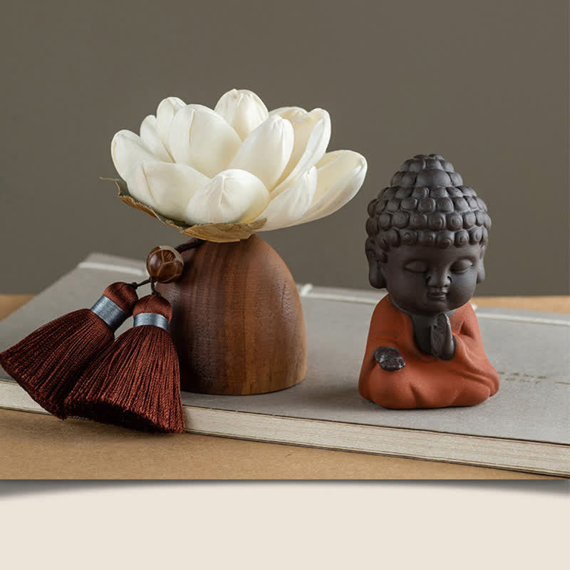 Fleur de Bouddha en bois de pêcher noir, décoration zen, 5,4 cm, calme et guérison