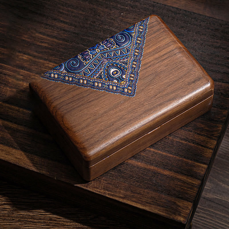 Coffret à bijoux en noyer noir avec miroir | Décor Zen