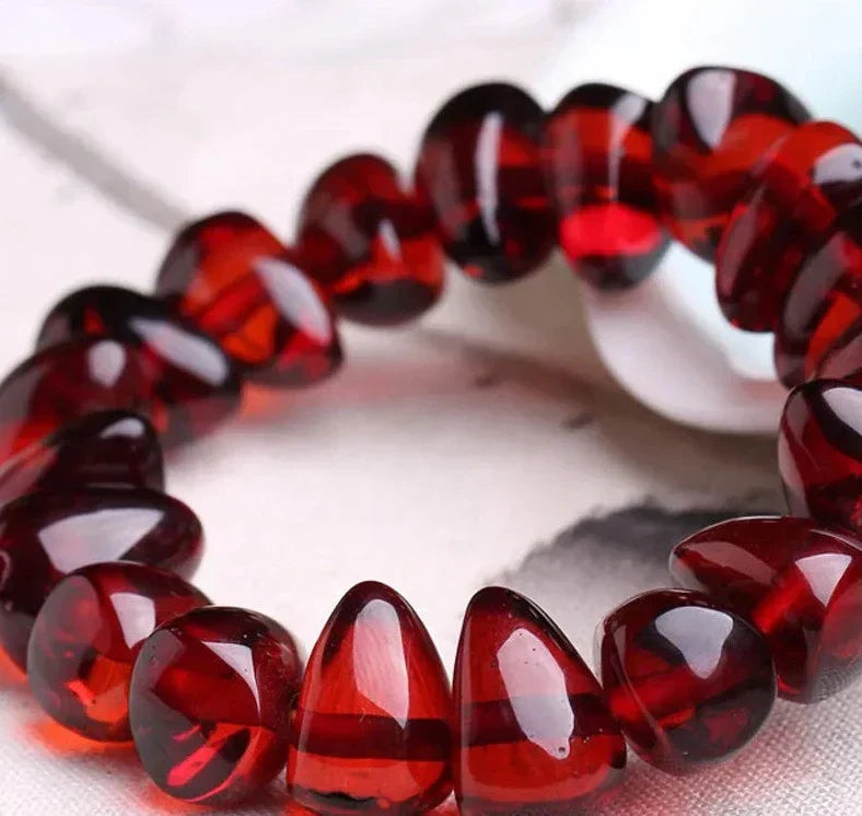 Bracelet d'ambre sanguin pour la protection et le courage