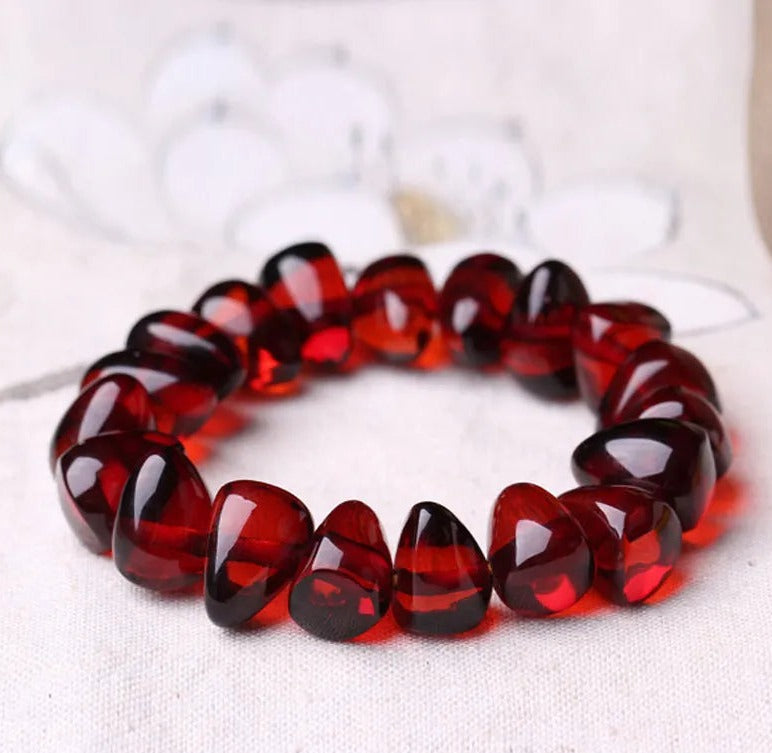 Bracelet d'ambre sanguin pour la protection et le courage