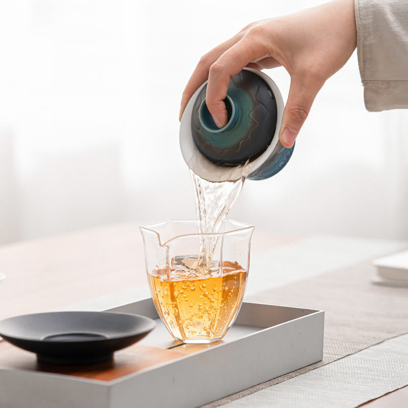 Tasse à thé Gaiwan en céramique dégradé bleu-noir | Capacité : 120 ml