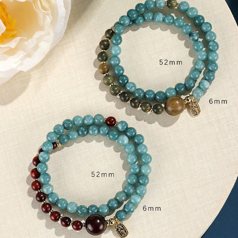 Bracelet Équilibre Émotionnel Calcédoine Bleue Bois de Santal 6 mm