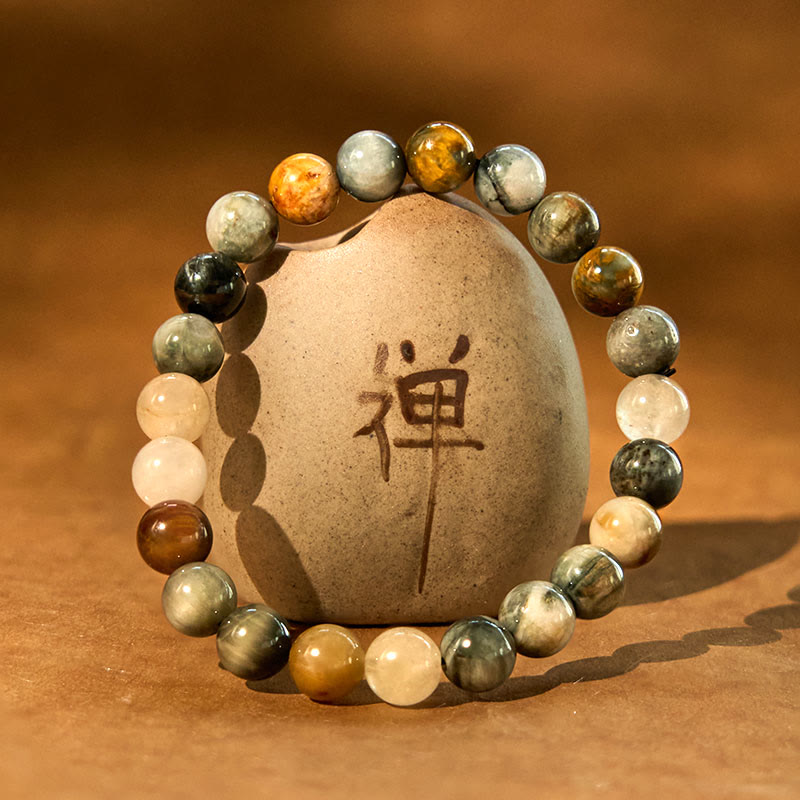 Bracelet de confiance en pierre œil d'aigle bleu