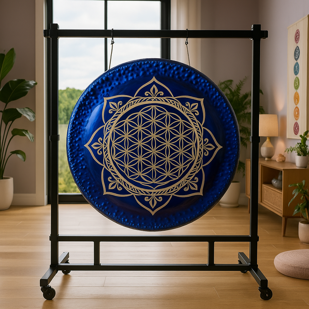 Instrument Gong Fleur de Vie Bleue pour la Relaxation Sonore