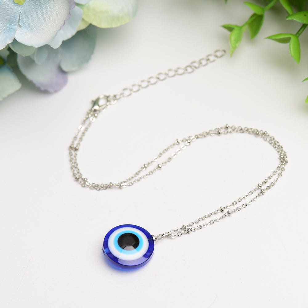 Collier pendentif mauvais œil en verre bleu pour la protection