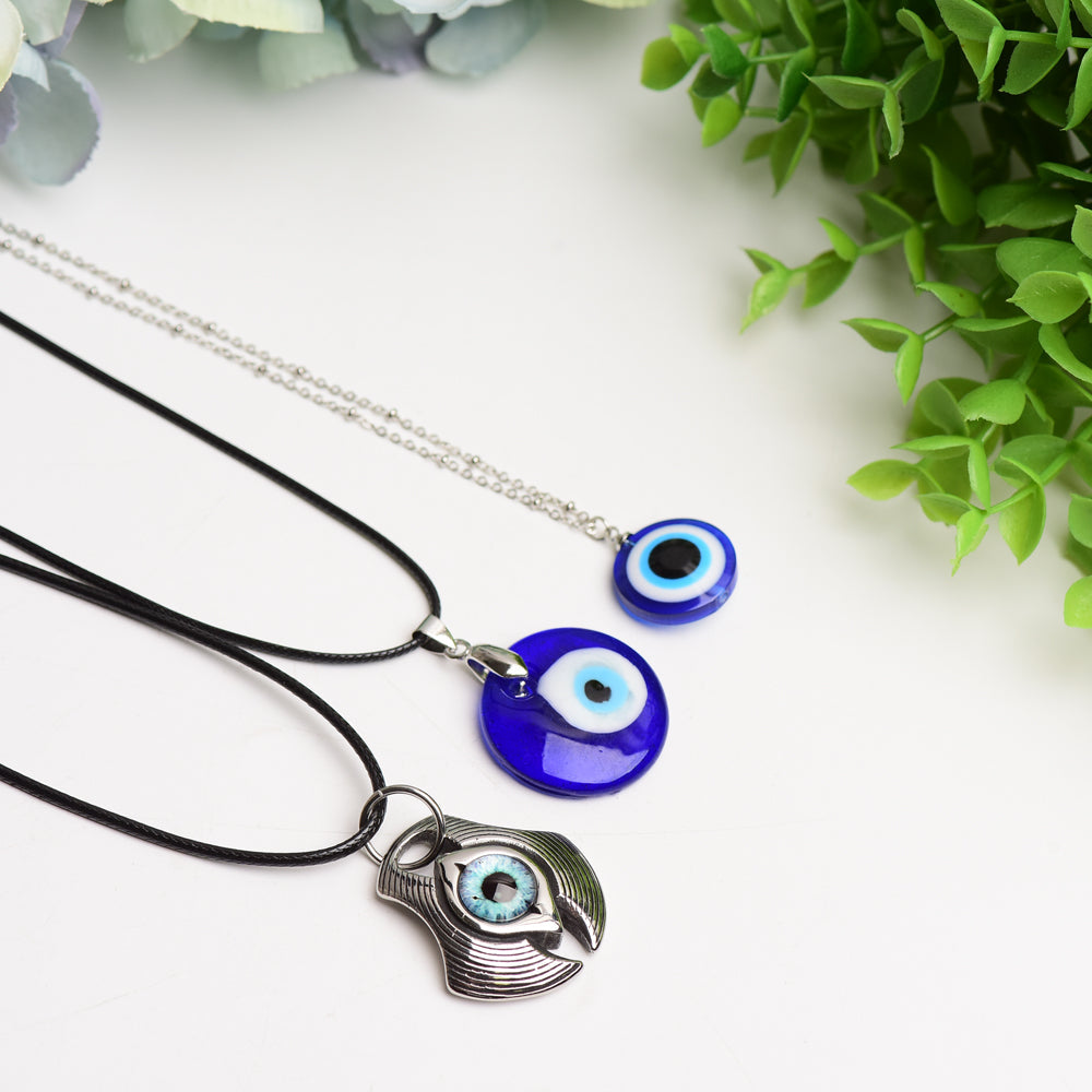 Collier pendentif mauvais œil en verre bleu pour la protection
