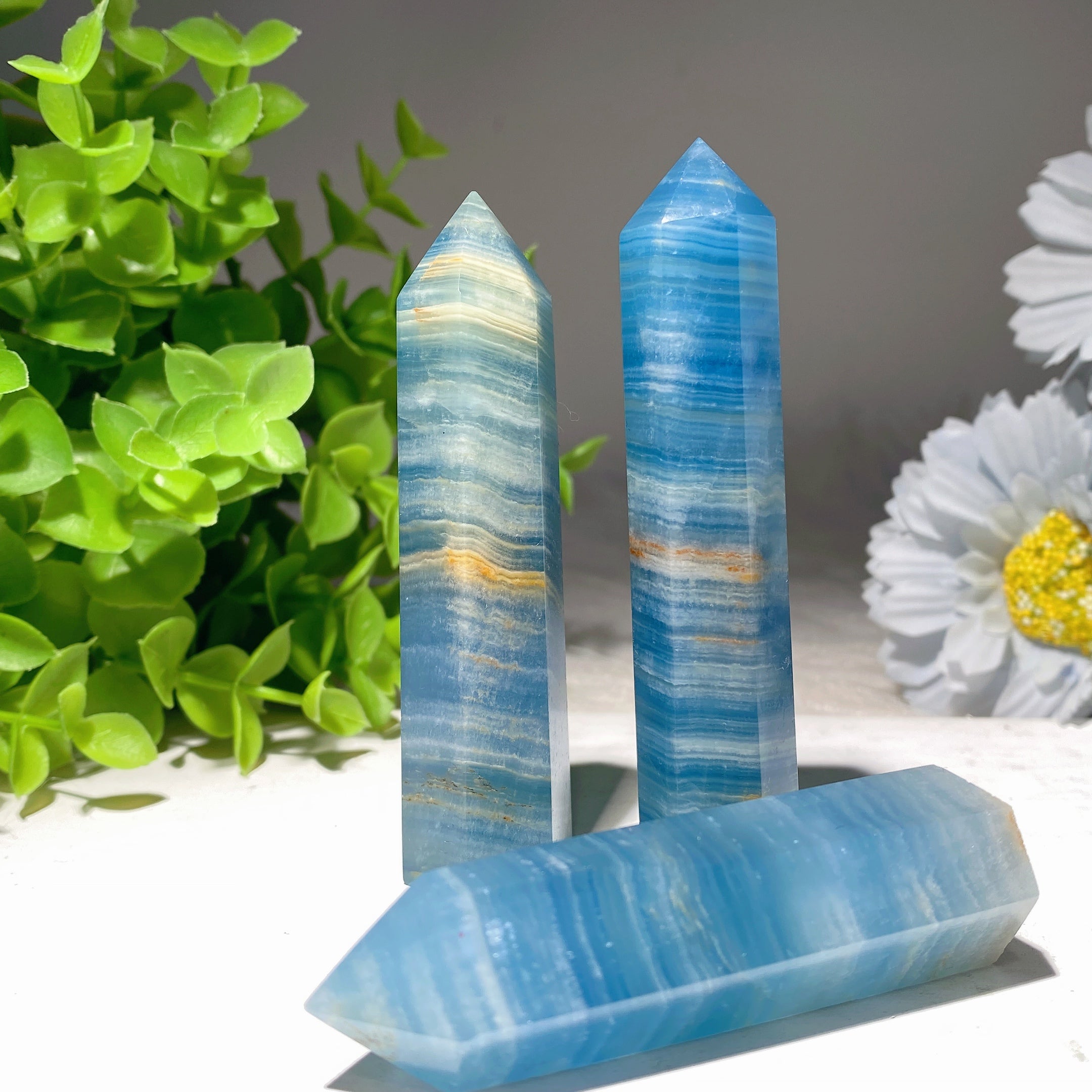 Blue Onyx Crystal Points 2.3 to 4 inches Healing Set