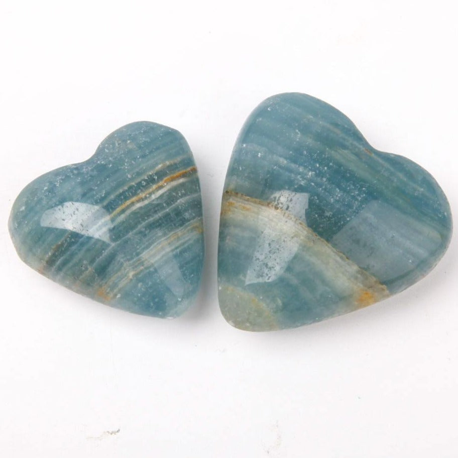Sculpture en cristal en forme de cœur en onyx bleu 2 pouces
