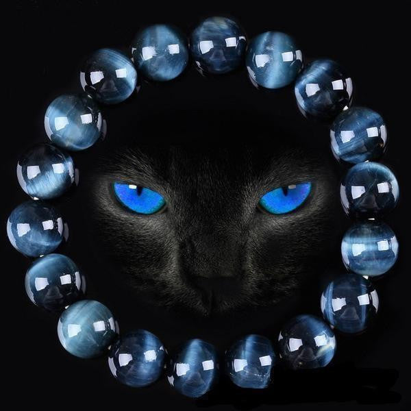 Bracelet en œil de tigre bleu pour l'intuition et la protection