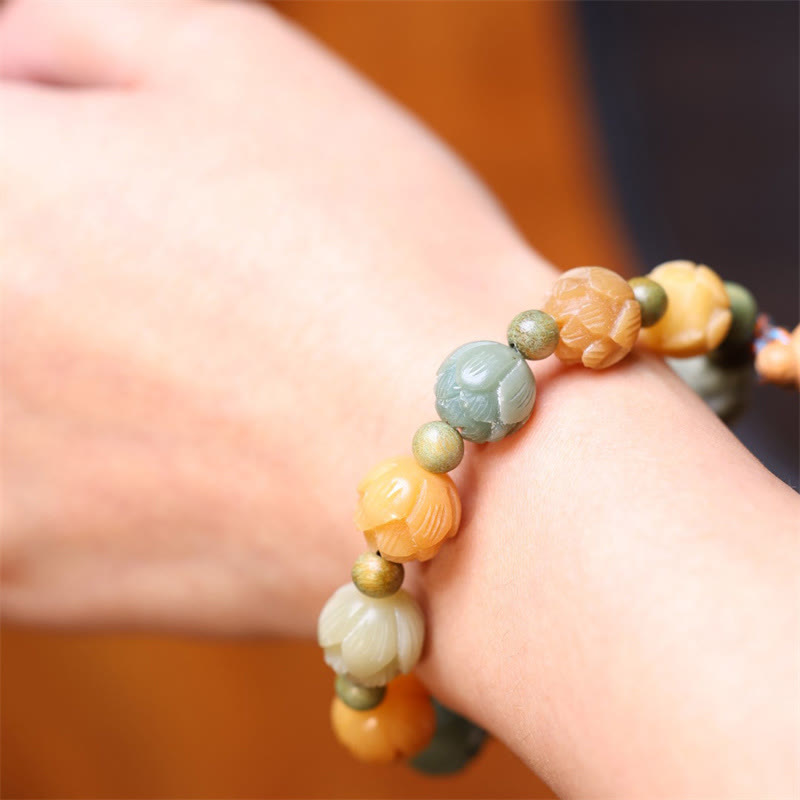 Bracelet Bodhi Seed Lotus Green Santal Sagesse Harmonie