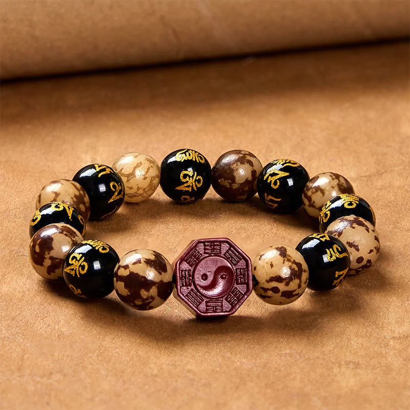 Bracelet calme au cinabre Bodhi Seed Om Mani Padme Hum