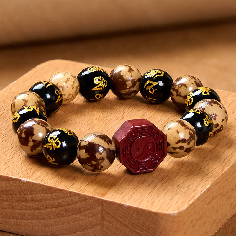 Bracelet calme au cinabre Bodhi Seed Om Mani Padme Hum