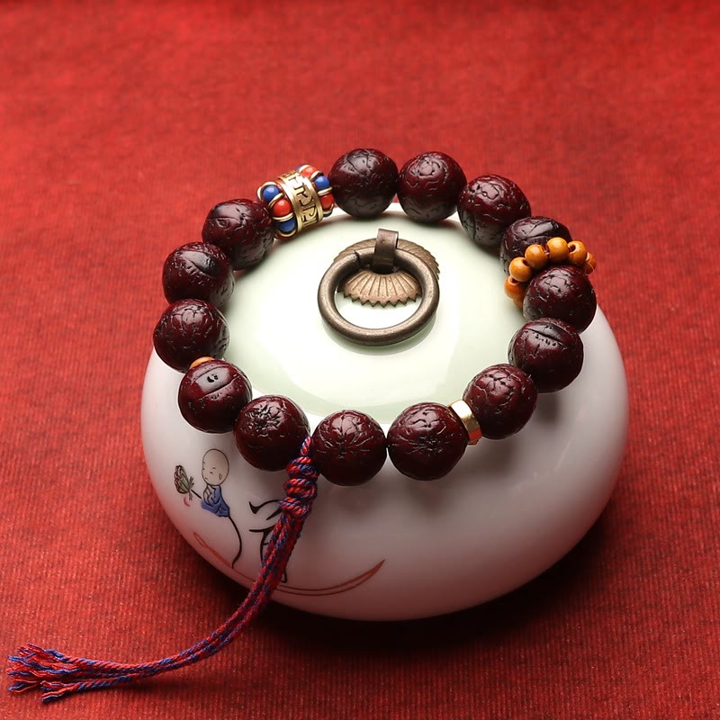 Bracelet Bodhi Seed Peace & Calm avec pompon 15 mm