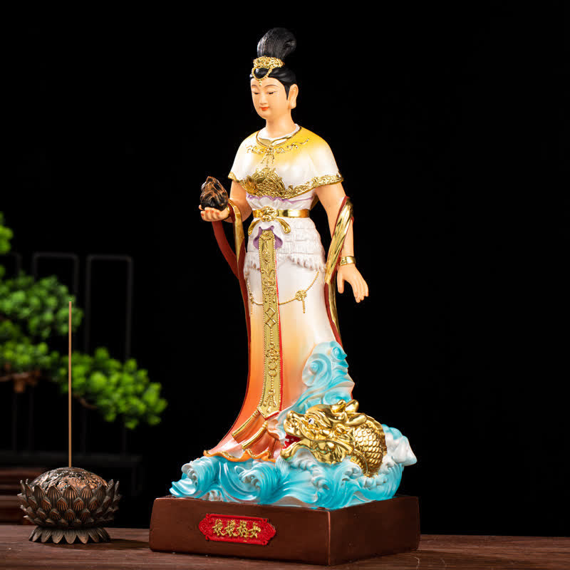 Statue de Bouddha en résine Bodhisattva Nuwa pour la protection de la maison