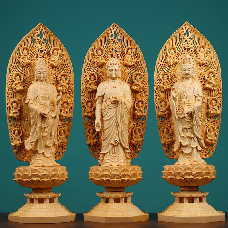 Statue de Bouddha en buis | Bodhisattva Mahasthamaprapta 43cm