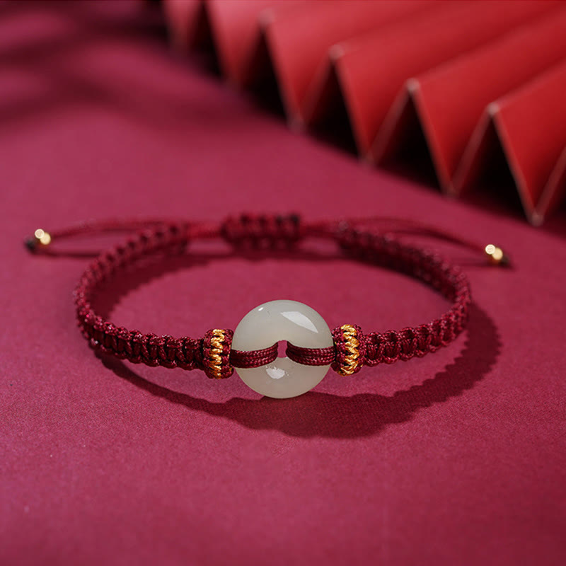Bracelet en jade tressé avec boucle de paix | Abondance et harmonie